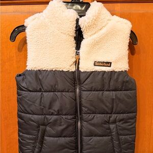 Timberland Black and Cream Sherpa Vest